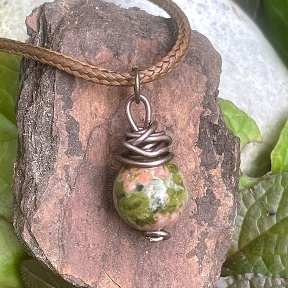 5 For $25💫Wrapped Unakite Stone Pendant Necklace - Picture 3 of 6